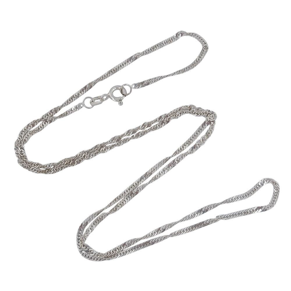Vintage Sterling Silver 925 Singapore Link Chain Necklace | 19.5"